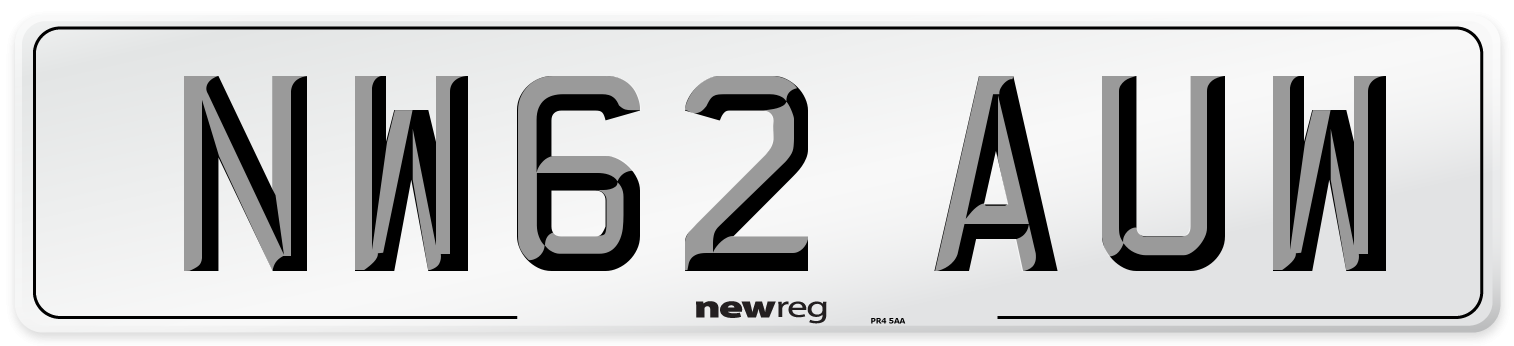 NW62 AUW Number Plate from New Reg